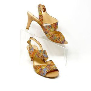 Alex Marie Womens Multi Colored Leather Buckle Heeled Sandal Size 7